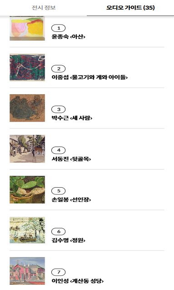 Artwork Audio Guide List Screen (Mobile App)